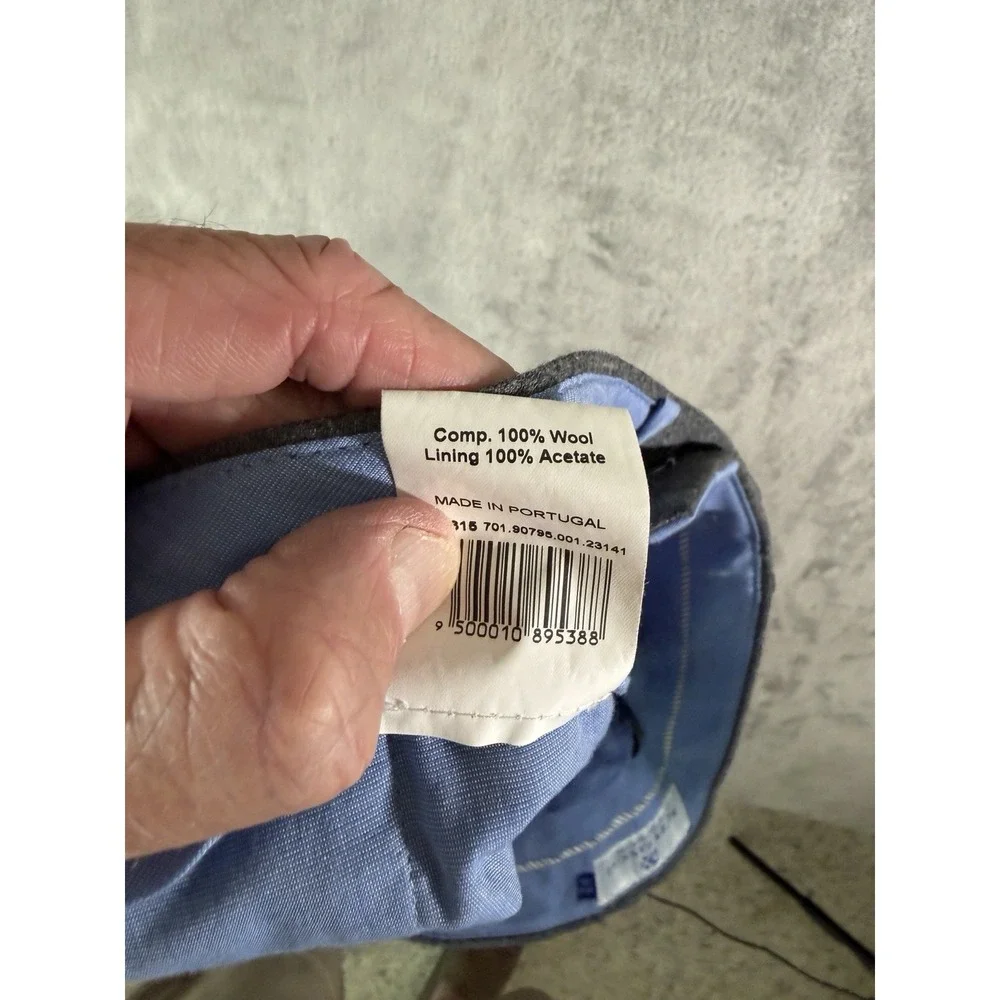 Peter Manning Dress Pants‎ Mens 36x26 Gray 100% Wool Portugal Flat Front